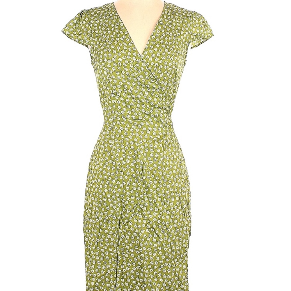 Reformation Green Above-the-Knee Wrap Dress (XS)